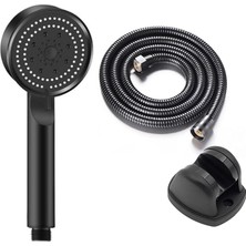 Glee Turbo 5 Fonksiyonlu Mafsallı Duş Seti - Örgülü Hortum ve Askılık (Siyah)