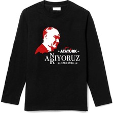 Efendioğlu Design Uzun Kollu Anıyoruz Arıyoruz Baskılı 10 Kasım Baskılı Atatürk Çocuk Tişört