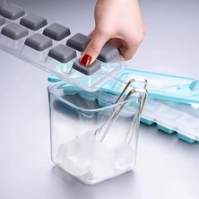 Silikon Tabanlı Kapaklı Pratik Kokusuz Buzluk, 12'li Buz Kalıbı, Silikon Tabanlı Buz Kalıbı, Pratik ve Esnek Silikon Tabanlı Buzluk Seti (Bpa Içermez) (2 Adet Ekonomik)