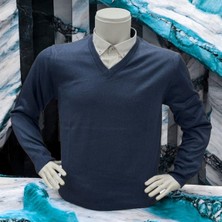 Eren Style Uzun Kollu Mavi V Yaka Kazak (Unisex)