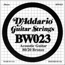 BW023 Akustik Tek Tel, 80/20 Bronze Wound, 023, (Sol) Pa