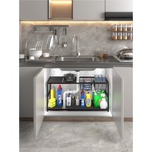 Miyuhome Genişletilebilir Raf Ayarlanabilir Düzenleyici 2 Metal Sepetli Mutfak Düzenleyici Banyo Düzenleyici