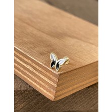 Aida Jewelss 925 Ayar Gümüş Mineli Kelebek Kıkırdak Helix Tragus Piercingi Gümüş Piercing
