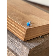 Aida Jewelss 925 Ayar Gümüş Opal Taşlı Kıkırdak Helix Tragus Piercingi Gümüş Piercing