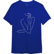 The Lucid Lab Women / Kadın Silüeti Tişört - Mavi