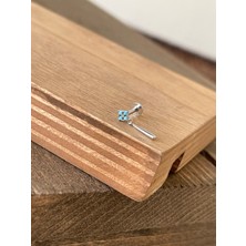 Aida Jewelss 925 Ayar Gümüş Turkuaz Taşlı Sallantılı Kıkırdak Helix Tragus Piercingi Gümüş Piercing