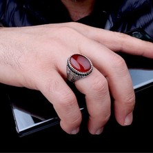 Takı925 Akik Taşlı Oval Model 925 Ayar Gümüş Erkek Yüzük
