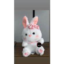 Top Rock Store Sevimli Tavşan Peluş Oyuncak Kurdelalı Kalpli Hediyelik Uyku Arkadaşı 15 cm
