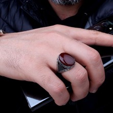 Takı925 Akik Taşlı Oval Model 925 Ayar Gümüş Erkek Yüzük