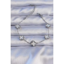 Bfs 316L Çelik Gümüş Renk Sedefli Baby Boy Yonca Model Bileklik