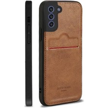 Velvoria Samsung Galaxy S23 Deri Kartlıklı Lüks Kılıf Açık Kahve