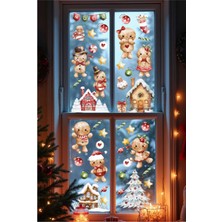 Tugibu Sevimli Yılbaşı Kurabiyeleri Sticker Seti, Yılbaşı Sticker Seti, Yılbaşı Pencere ve Duvar Sticker Seti