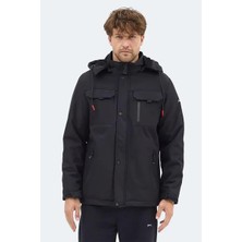 Slazenger Gleam Erkek Kapüşonlu Siyah Mont & Kaban