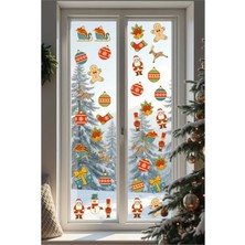 Tugibu Yılbaşı Süsleri ve Yılbaşı Figürleri Sticker Seti, Yılbaşı Sticker Seti, Yılbaşı Pencere ve Duvar Sticker Seti