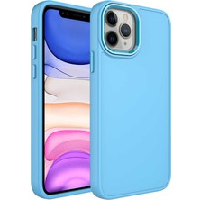 Zore Apple iPhone 12 Pro Max Kılıf Metal Çerçeve ve Buton Tasarımlı Silikon Nxxa Luna Kapak-Sierra Mavi