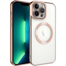 Zore iPhone 13 Pro Max Uyumlu Magsafe Wireless Şarj Özellikli Nxxa Setro Silikon-Rose Gold