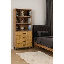 Alin Wood Mdf Çekmeceli Şifonyer ve Kitaplık Set