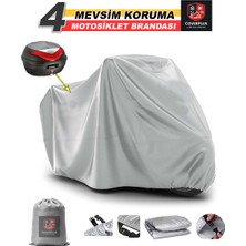 Encover Suzuki Ls 650 Savage Branda (Arka Çanta Uyumlu) Motosiket Brandası  (Gri Renk) Motor Örtüsü Çadır Su Geçirmez Motosiklet Kılıfı Motor Brandası