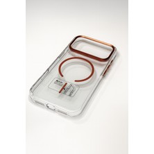iPhone 17 Pro Max Magsafe Destekli Krom Çerçeveli Şeffaf Sert Koruma Kılıf - Loop