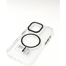 iPhone 15 Pro Max Magsafe Destekli Krom Çerçeveli Şeffaf Sert Koruma Kılıf - Loop