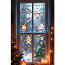 Tugibu Yılbaşı Sticker Seti, Yılbaşı Pencere ve Duvar Sticker Seti, Sevimli Yılbaşı Hayvanları ve Yılbaşı Ağacı Sticker Seti