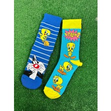 CNS Tweety ve Sylvester Çift Soket Çorap
