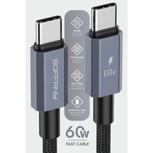 Soffany HM-560 Usb-C To Usb-C Kablo 60W Örgülü Fast Cable
