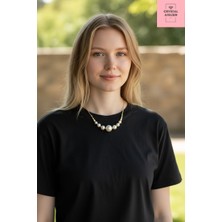 Crystal Atelier İnci Kolye, İncili Kolye, Barok İnci Kolye, Altın Kaplama Sıralı İnci Taşlı Kolye