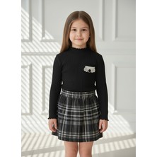 Kumrunun Dünyası Kız Çocuk Ekose Etekli Bluz Alt Üst İkili Takım