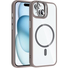Heptek İletişim Apple iPhone 15 Kılıf Standlı ve Kamera Lens Hediyeli M-Safe Şarj Özellikli Kapak (Etro)