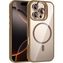 Heptek İletişim Apple iPhone 16 Pro Kılıf Standlı ve Kamera Lens Hediyeli M-Safe Şarj Özellikli Kapak (Etro)