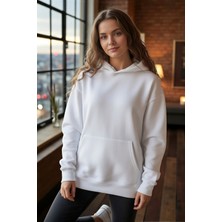 Windy Island Kadın Oversize % 100 Pamuk Içi Polarlı Yumuşak Dokulu Basic Kapüşonlu Sweatshirt