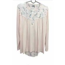 Nena Uzun Kollu Kadın Patlı Robalı 4 Mevsim % 100 Pamuk Viskon Pijama TAKIMI-14950