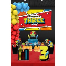 Hey Parti Süper Kahraman Temalı 3 Yaş Doğum Günü Parti Seti (Spiderman, Batman, Superman Uyumlu) - Maxi