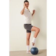 Penti Beyaz Kaydırmaz Taban Bantlı Pilates&Yoga Tozluk Çorap