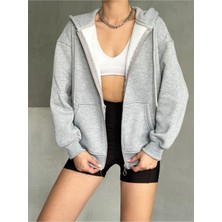 Bejna Kadın Fermuarlı Oversize Sweat Hırka