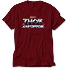 Thor Love And Thunder Logo Blue Kırmızı Tişört Liyada