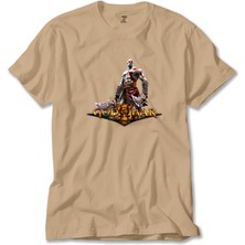 God Of War Kratos Siluet Logo Krem Tişört Liyada