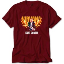 Nirvana Kurt Cobain Guitar Angel Kırmızı Tişört Liyada
