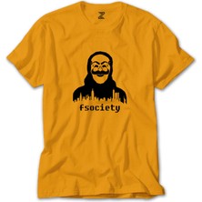 Mr.robot Fsociety Mask Sarı Tişört Liyada