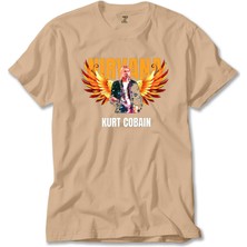Nirvana Kurt Cobain Guitar Angel Krem Tişört Liyada