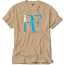 Roger Federer Blue Logo Krem Tişört Liyada