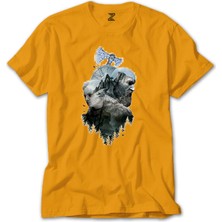 God Of War Ragnarok Atreus Kratos Siluet Sarı Tişört Liyada