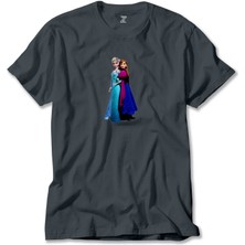 Karlar Ülkesi Elsa ve Anna Füme Tişört Liyada