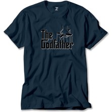 The Godfather Black Text Lacivert Tişört Liyada