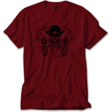 Kovboy Skull Bandana Kırmızı Tişört Liyada