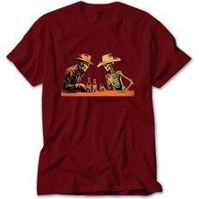 Skelton Cowboy Bar Kırmızı Tişört Liyada
