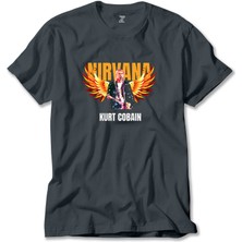 Nirvana Kurt Cobain Guitar Angel Füme Tişört Liyada
