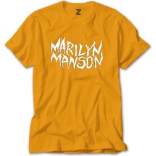 Marilyn Manson Iconic Text Sarı Tişört Liyada