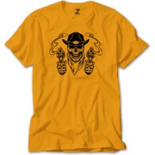 Kovboy Skull Bandana Sarı Tişört Liyada